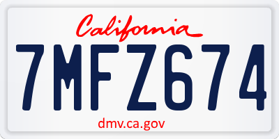 CA license plate 7MFZ674