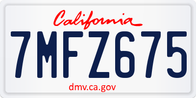 CA license plate 7MFZ675