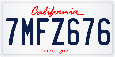 CA license plate 7MFZ676