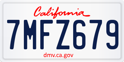 CA license plate 7MFZ679