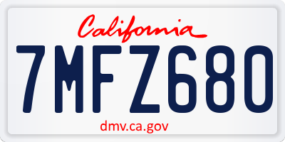 CA license plate 7MFZ680