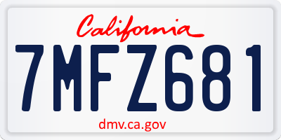 CA license plate 7MFZ681