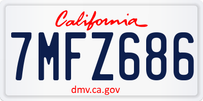 CA license plate 7MFZ686