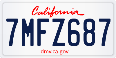 CA license plate 7MFZ687
