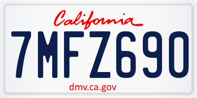 CA license plate 7MFZ690