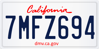 CA license plate 7MFZ694