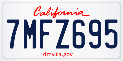 CA license plate 7MFZ695