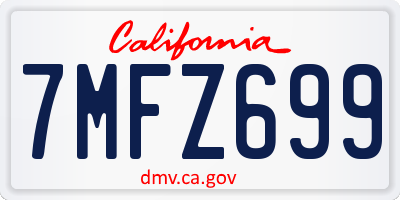 CA license plate 7MFZ699