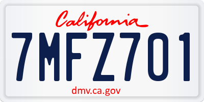 CA license plate 7MFZ701