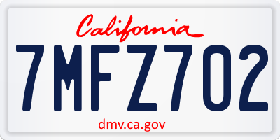 CA license plate 7MFZ702