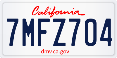 CA license plate 7MFZ704