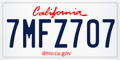CA license plate 7MFZ707