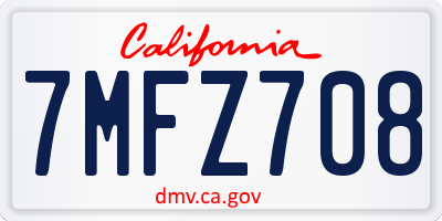 CA license plate 7MFZ708