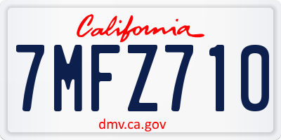 CA license plate 7MFZ710