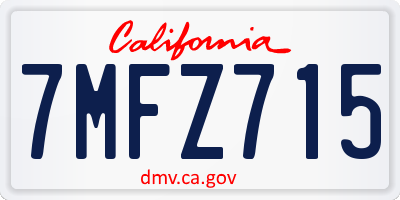 CA license plate 7MFZ715