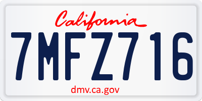 CA license plate 7MFZ716