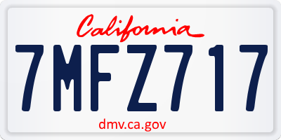 CA license plate 7MFZ717