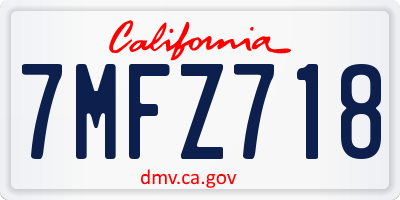 CA license plate 7MFZ718