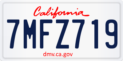 CA license plate 7MFZ719