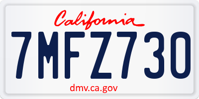 CA license plate 7MFZ730
