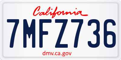 CA license plate 7MFZ736