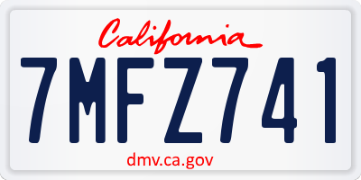 CA license plate 7MFZ741