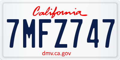 CA license plate 7MFZ747