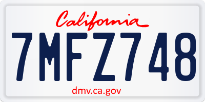 CA license plate 7MFZ748