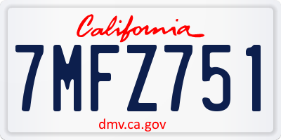CA license plate 7MFZ751