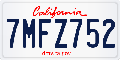 CA license plate 7MFZ752