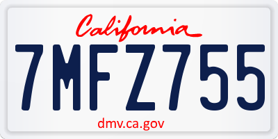 CA license plate 7MFZ755