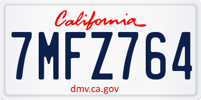 CA license plate 7MFZ764