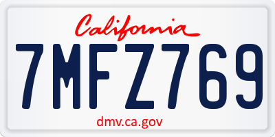 CA license plate 7MFZ769