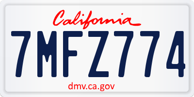 CA license plate 7MFZ774