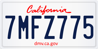 CA license plate 7MFZ775