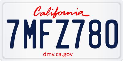 CA license plate 7MFZ780