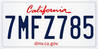 CA license plate 7MFZ785