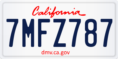 CA license plate 7MFZ787