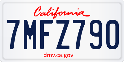 CA license plate 7MFZ790