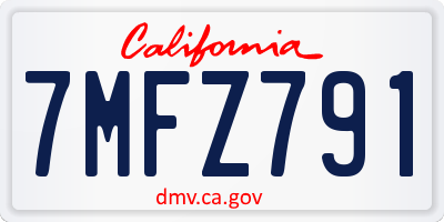 CA license plate 7MFZ791