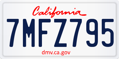 CA license plate 7MFZ795
