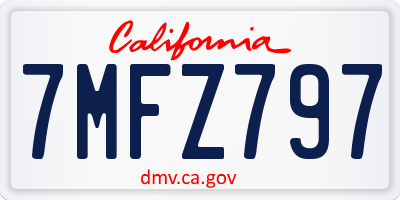 CA license plate 7MFZ797