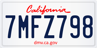 CA license plate 7MFZ798