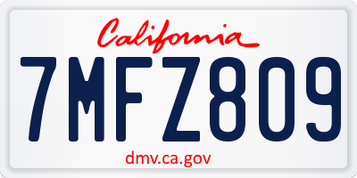 CA license plate 7MFZ809