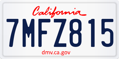 CA license plate 7MFZ815