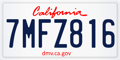 CA license plate 7MFZ816