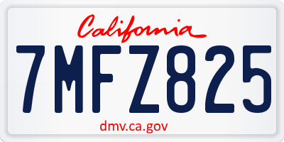 CA license plate 7MFZ825