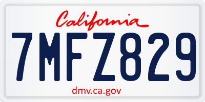CA license plate 7MFZ829
