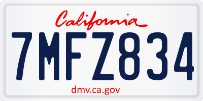 CA license plate 7MFZ834