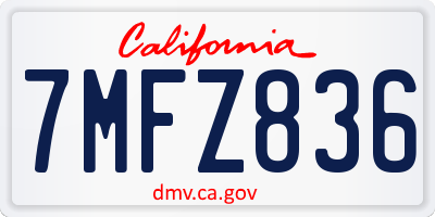 CA license plate 7MFZ836